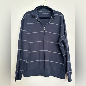 Nautica Sweater Mens Extra Large Blue White Striped Long Sleeve 1/4 Zip Casual